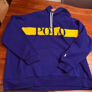 POLO by Ralph Lauren - Blue Hoodie with Yellow logo.  size 2XB